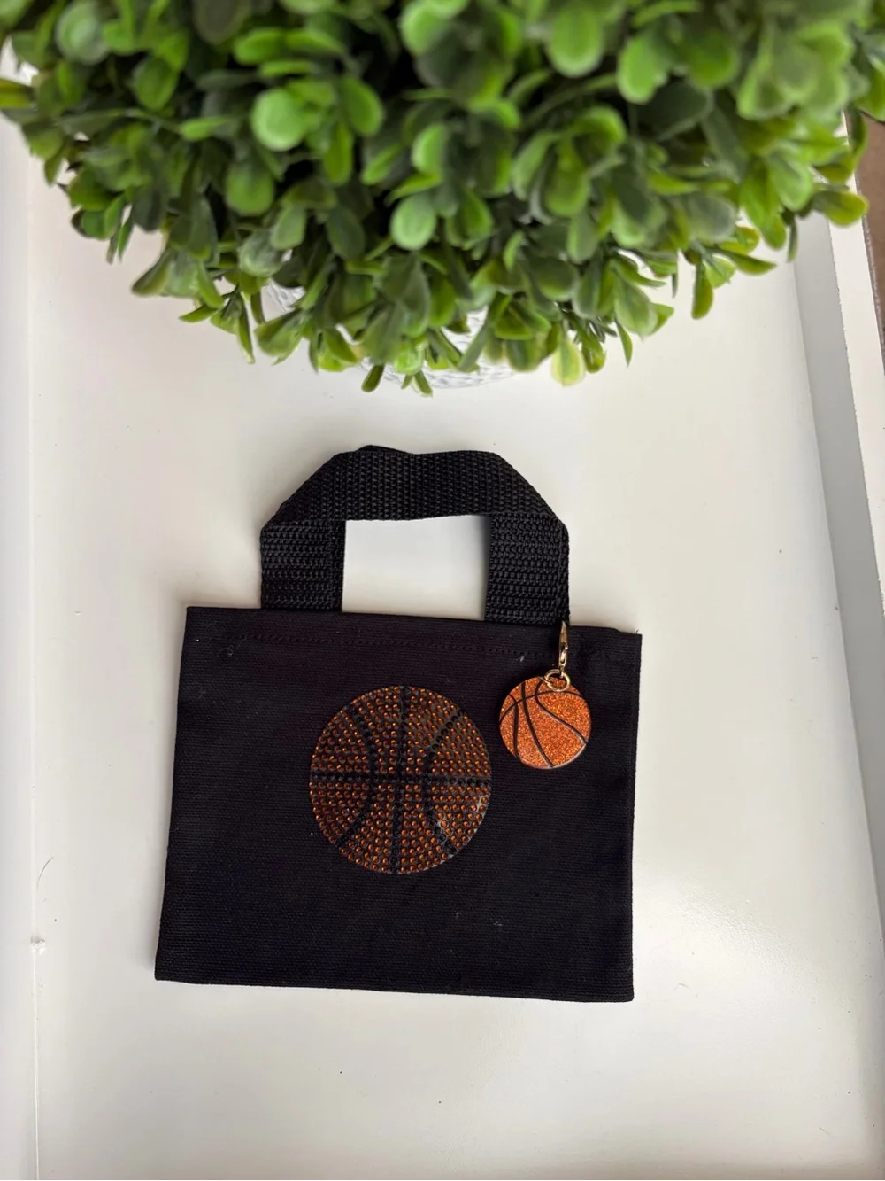 Glitter Orange Basketball Charm Keychain for Kids - Unbranded